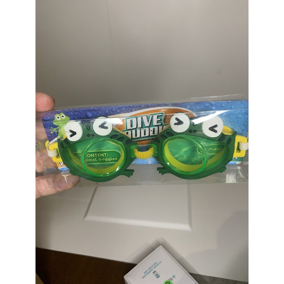 Swim Goggles For Kids 2 Pair RED CRAB And Green Frog Design Dive Buddies… - Picture 2 of 12